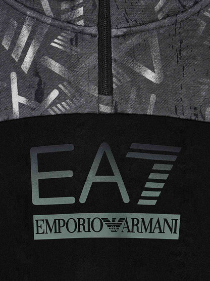 FELPA CON CAPPUCCIO VISIBILITY EA7 EMPORIO ARMANI DA BAMBINO NERO