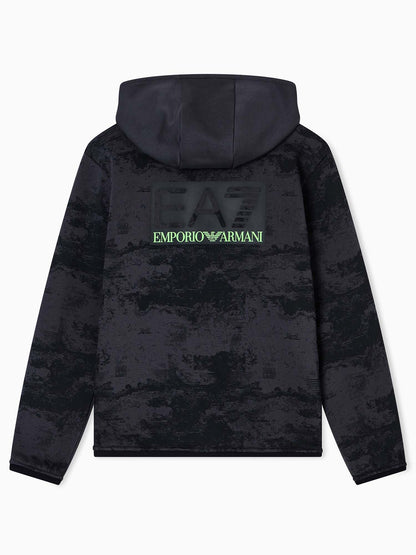 FELPA CON CAPPUCCIO GRAPHIC SERIES EA7 EMPORIO ARMANI DA BAMBINO NERO