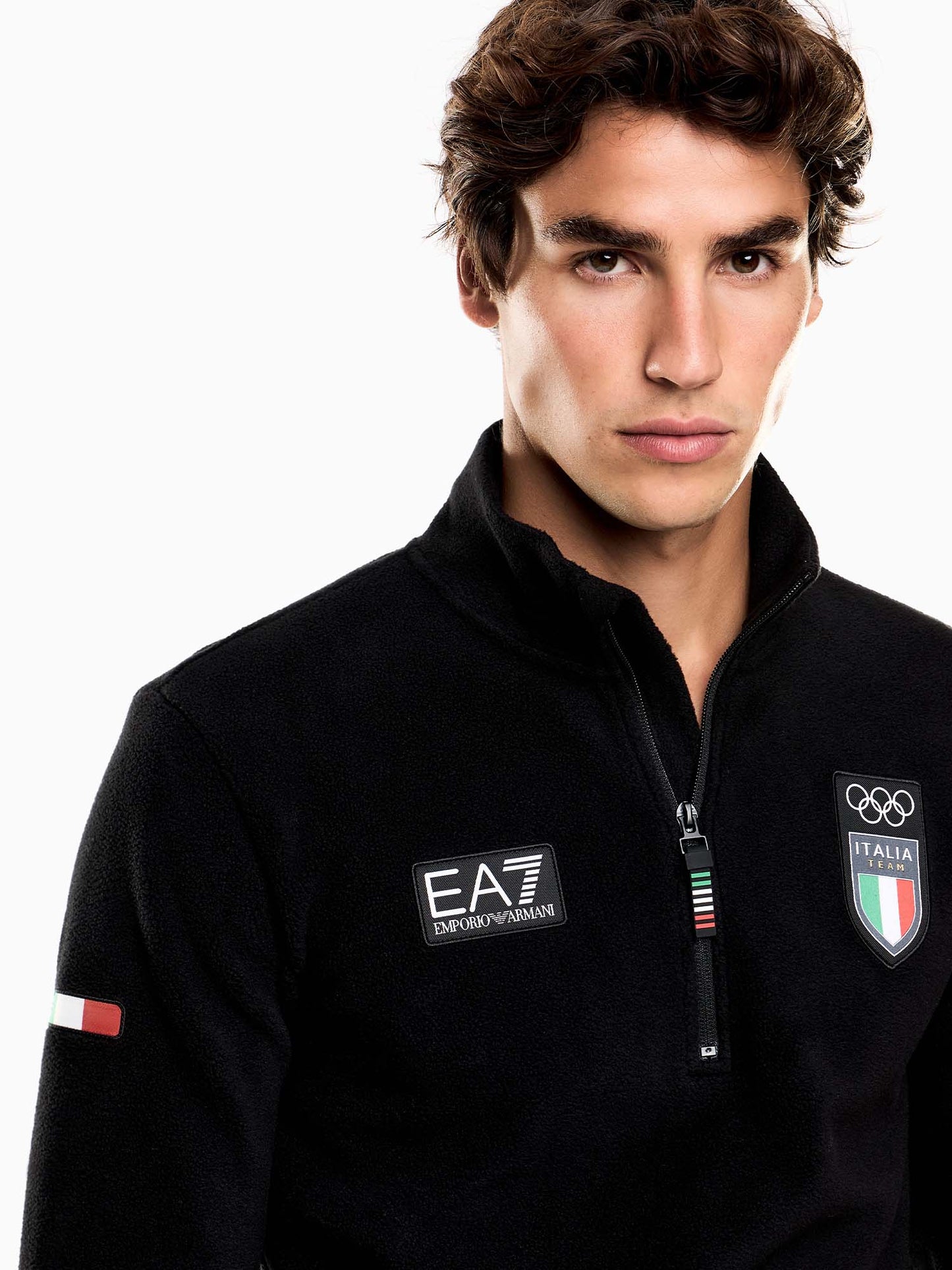 PILE TECNICO ITALIA TEAM OLIMPIC EA7 EMPORIO ARMANI 7 DA UOMO NERO