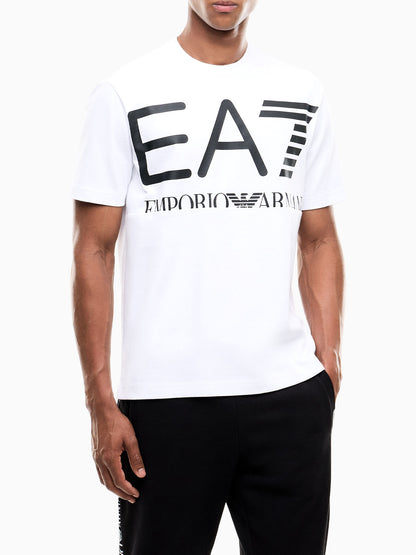 Ea7 Emporio Armani Train Logo Serie, t-shirt maniche corte da uomo bianca