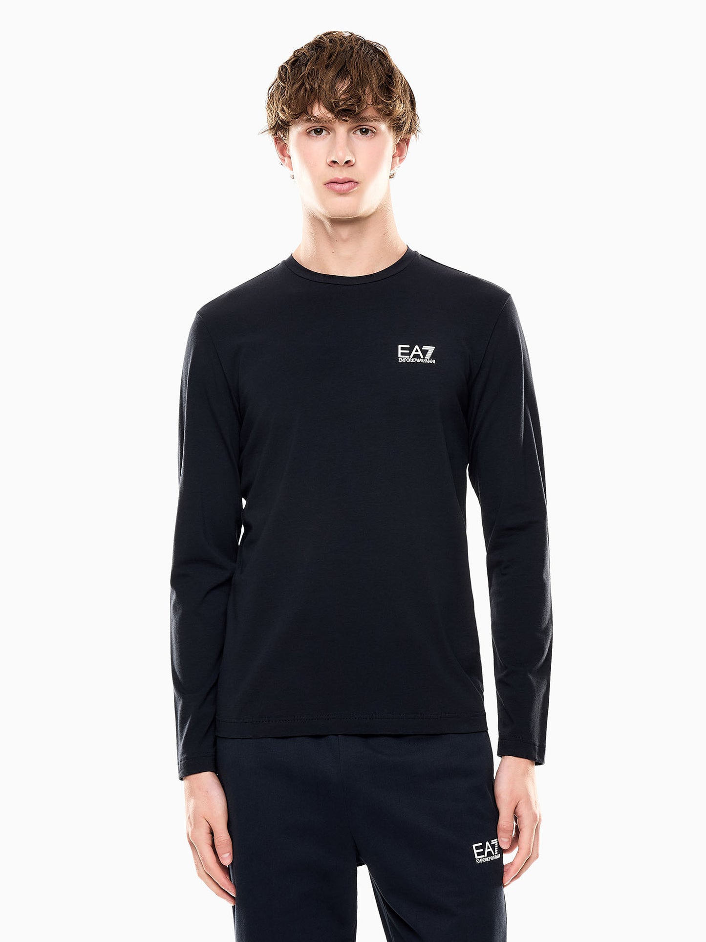 T-shirt EA7 Emporio Armani da uomo blu in cotone a maniche corte