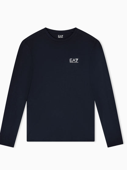 T-shirt EA7 Emporio Armani da uomo blu in cotone a maniche corte