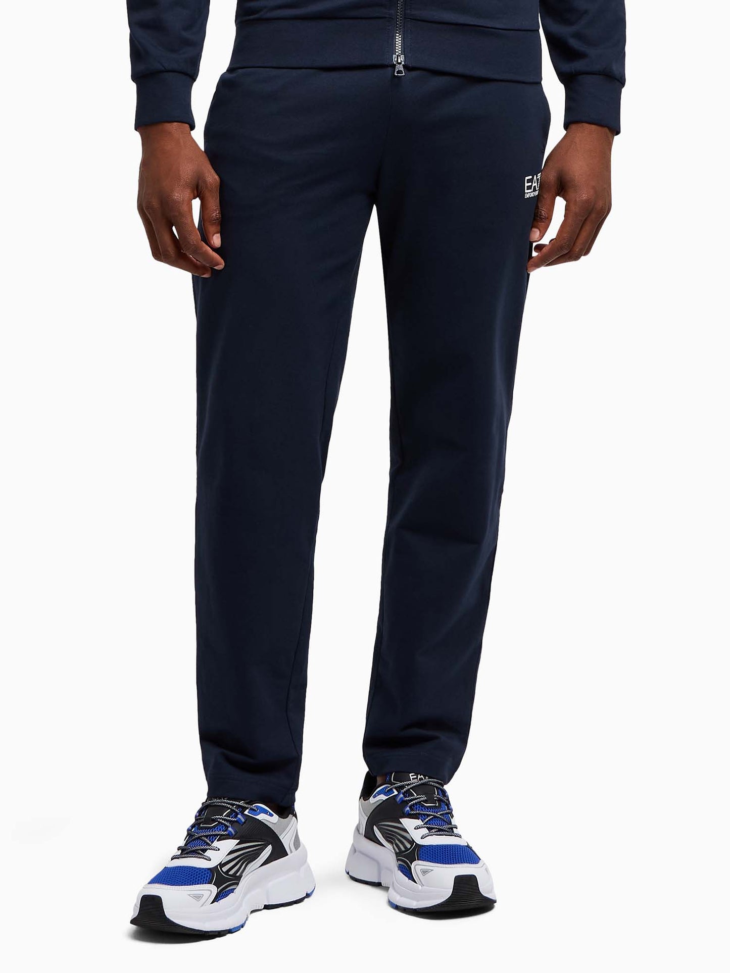 Pantaloni da uomo EA7 Emporio Armani blu in cotone confortevole