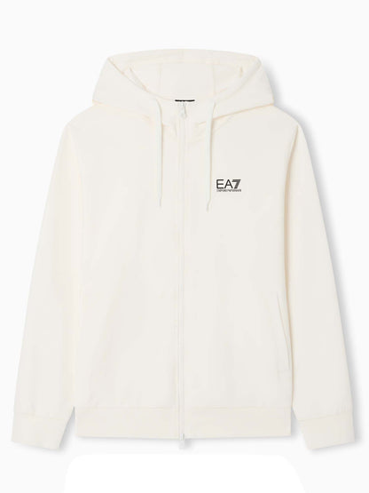 Felpa con zip e cappuccio EA7 Emporio Armani uomo crema