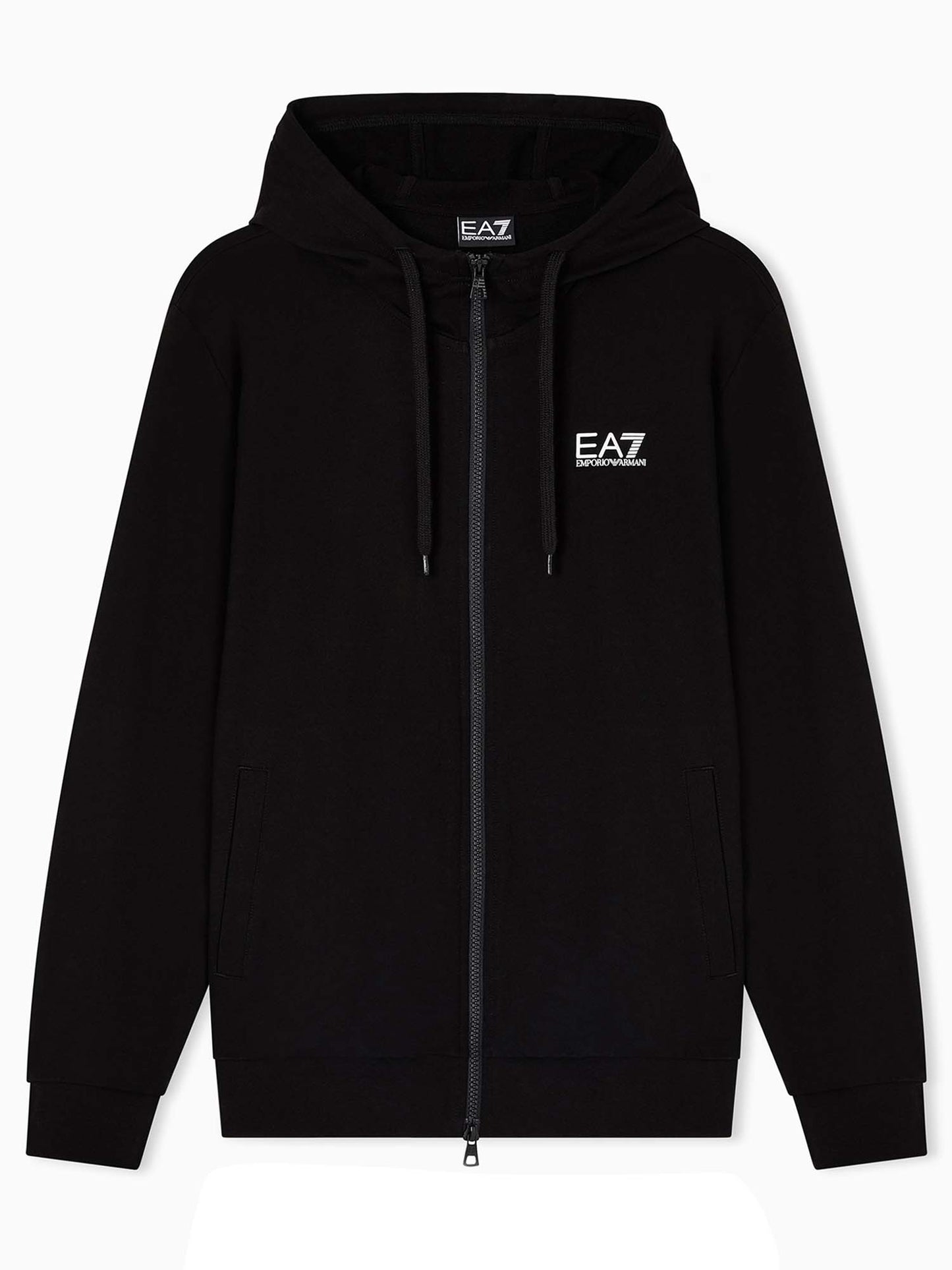 Felpa con zip e cappuccio EA7 Emporio Armani da uomo in nero