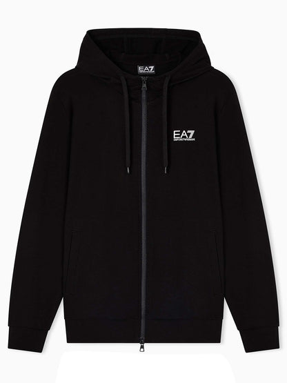 Felpa con zip e cappuccio EA7 Emporio Armani da uomo in nero