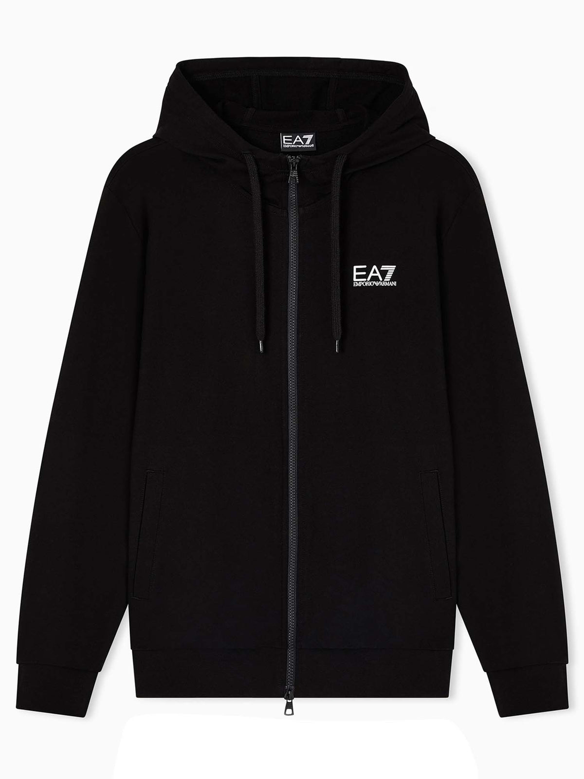 EA7 felpa zip+cappuc da uomo nero
