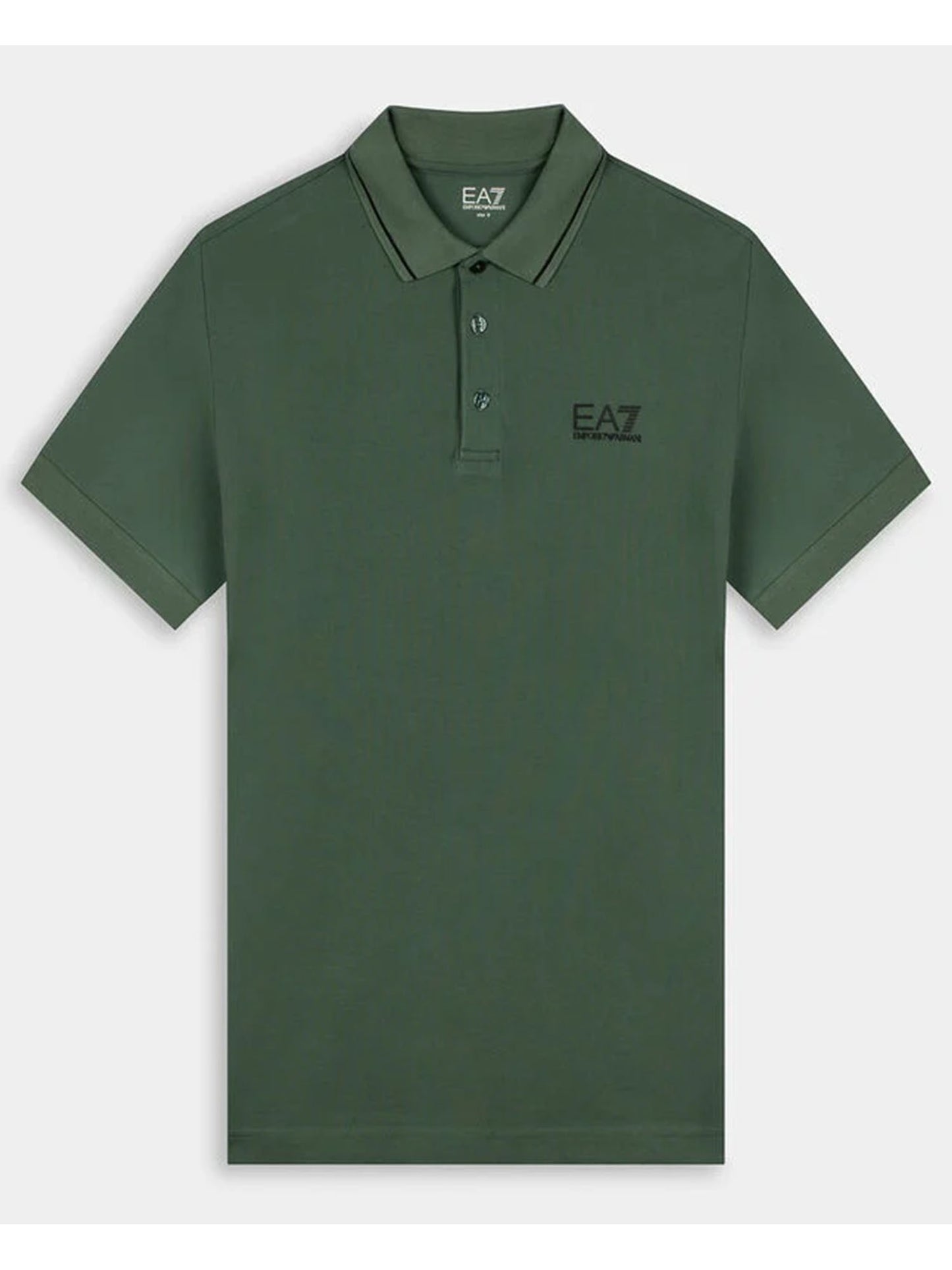 Polo verde da uomo Ea7 Emporio Armani in piqué di cotone stretch