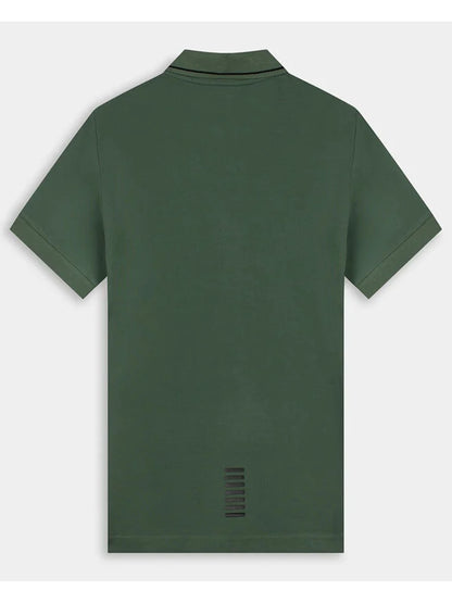Polo verde da uomo Ea7 Emporio Armani in piqué di cotone stretch