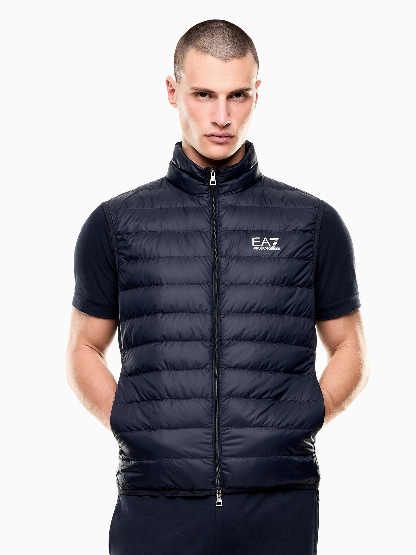Gilet piuma EA7 Emporio Armani da uomo blu