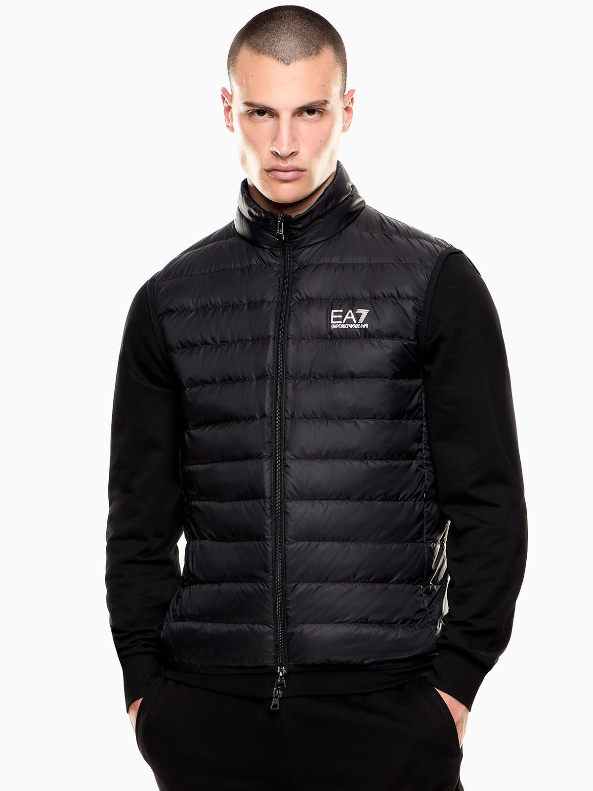 EA7 gilet piuma giubbino da uomo nero
