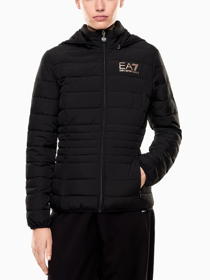 Ea7 Emporio Armani Core Lady padded hooded jacket, giubbino da donna nero
