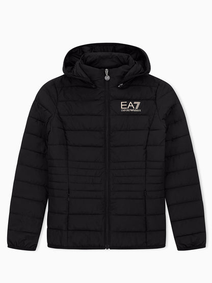 Ea7 Emporio Armani Core Lady padded hooded jacket, giubbino da donna nero