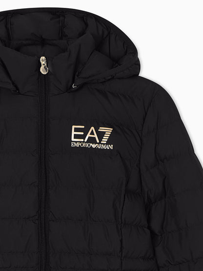 Ea7 Emporio Armani Core Lady padded hooded jacket, giubbino da donna nero