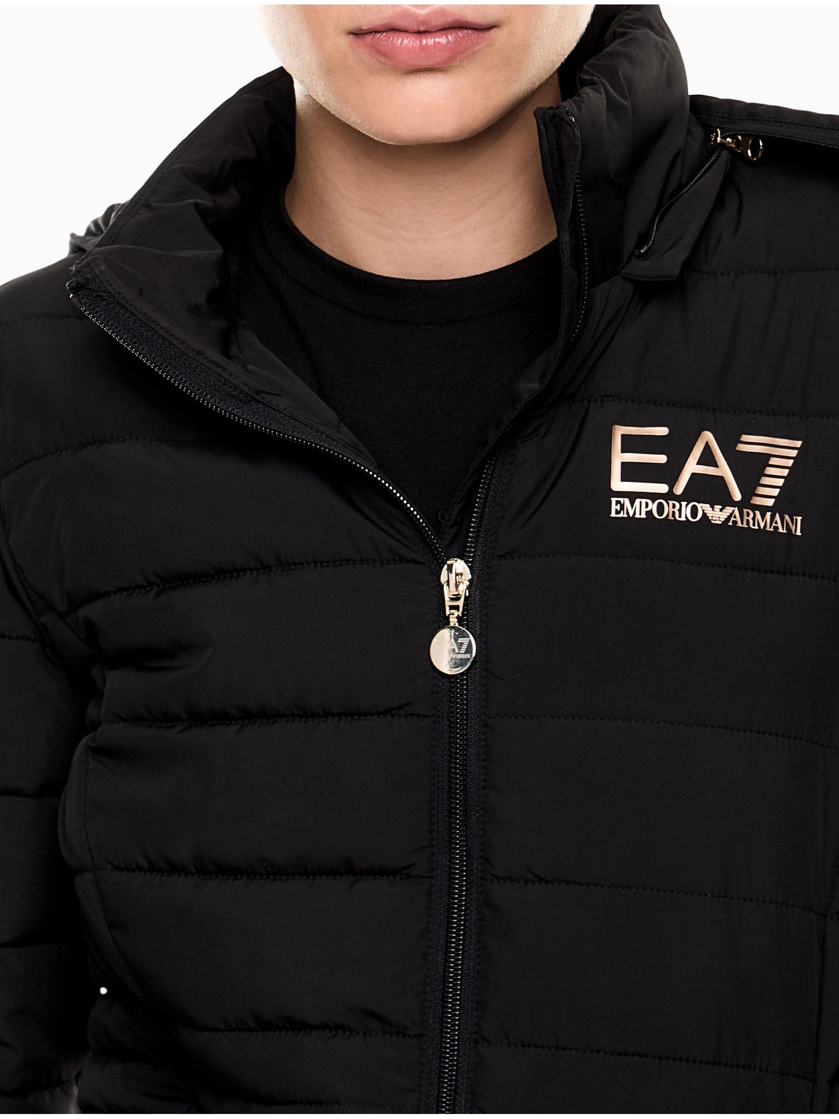 Ea7 Emporio Armani Core Lady padded hooded jacket, giubbino da donna nero