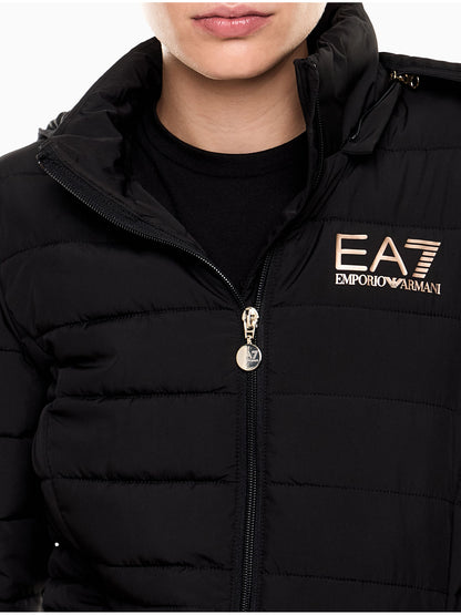 Ea7 Emporio Armani Core Lady padded hooded jacket, giubbino da donna nero