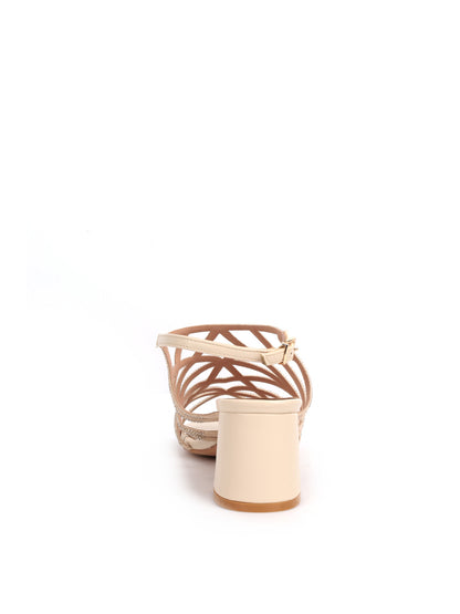 Eleganti sandali beige da donna Clyo' con tacco e brillantini