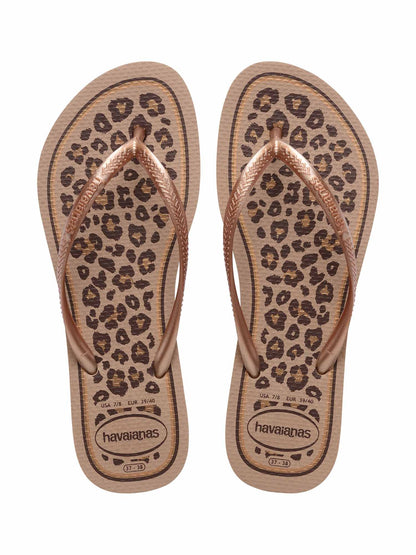 Havaianas Slim Animals, ciabatte donna rosa con stampa animalier