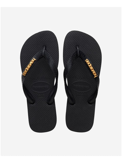 Ciabatte donna Havaianas Top Logo nere con dettagli metallici