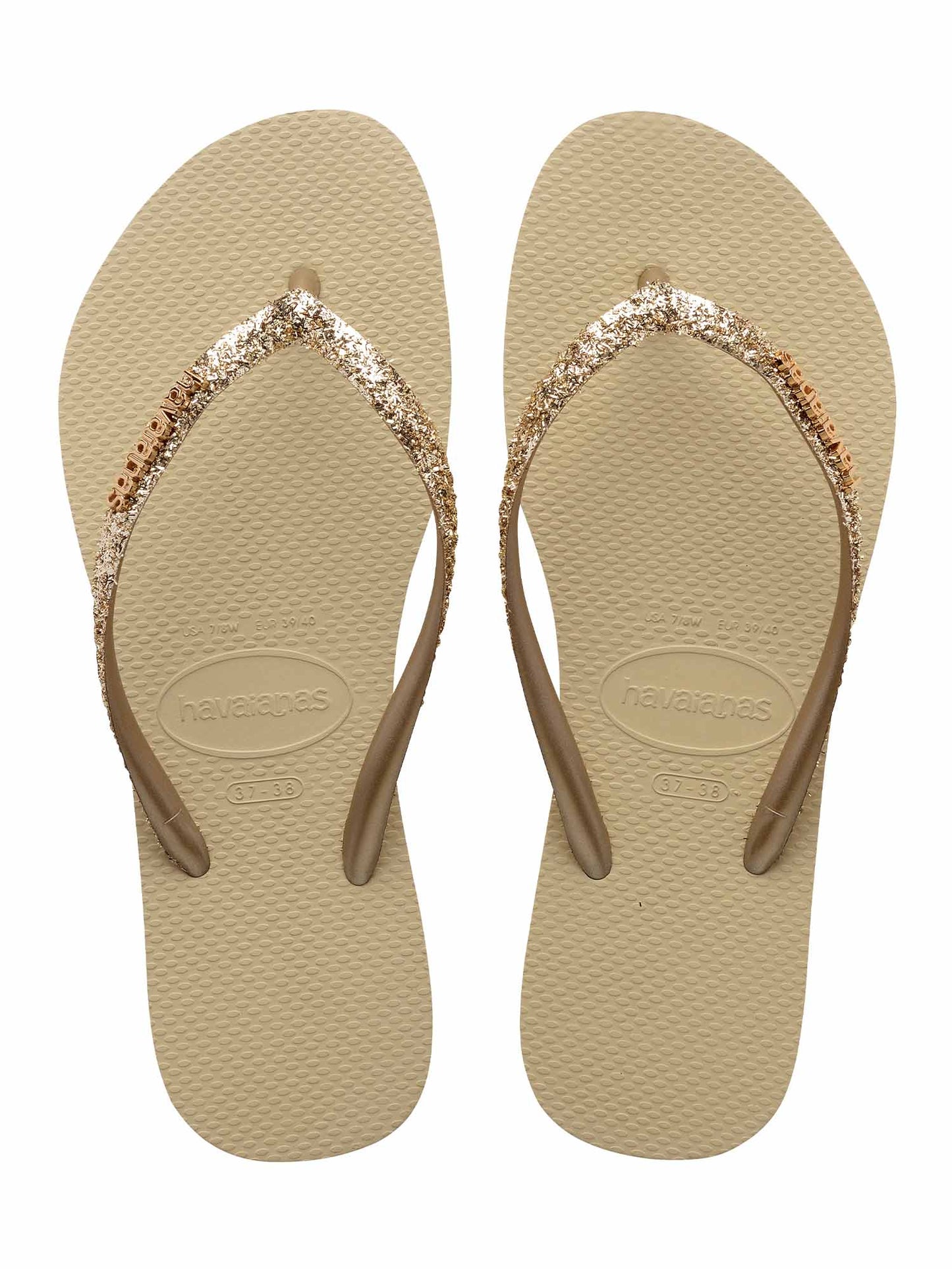 Ciabatte donna Havaianas Slim Glitter in beige