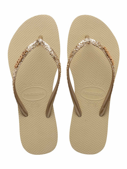 Ciabatte donna Havaianas Slim Glitter in beige