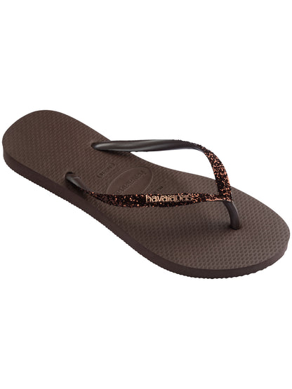 Havaianas Slim Glitter, ciabatte donna marroni con glitter