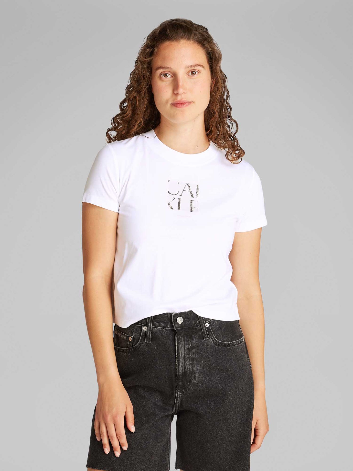 T-SHIRT FRONT PHOTO GRAPH CALVIN KLEIN JEANS DONNA BIANCO