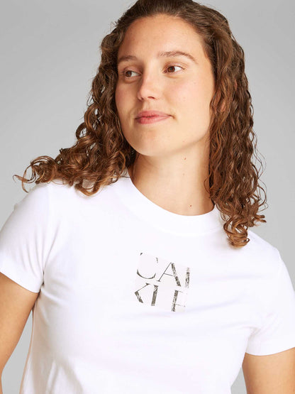 T-SHIRT FRONT PHOTO GRAPH CALVIN KLEIN JEANS DONNA BIANCO
