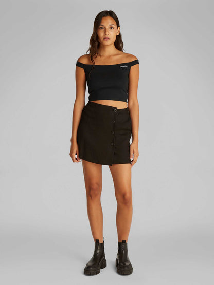 TOP LOGO BARDOT MILAN CALVIN KLEIN JEANS DONNA NERO