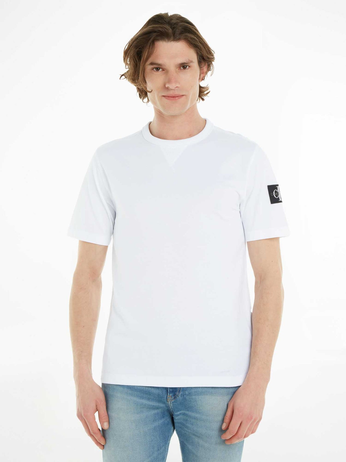 T-SHIRT BADGE REGULAR TEE CALVIN KLEIN JEANS UOMO BIANCO