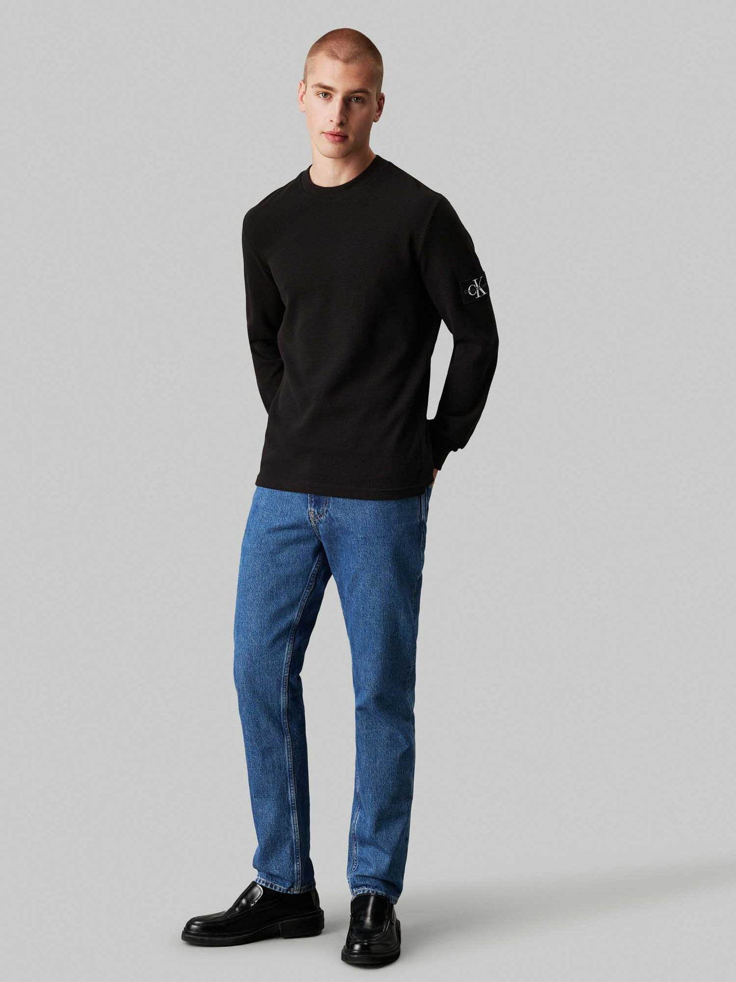 MAGLIA WAFFLE CALVIN KLEIN JEANS UOMO NERO