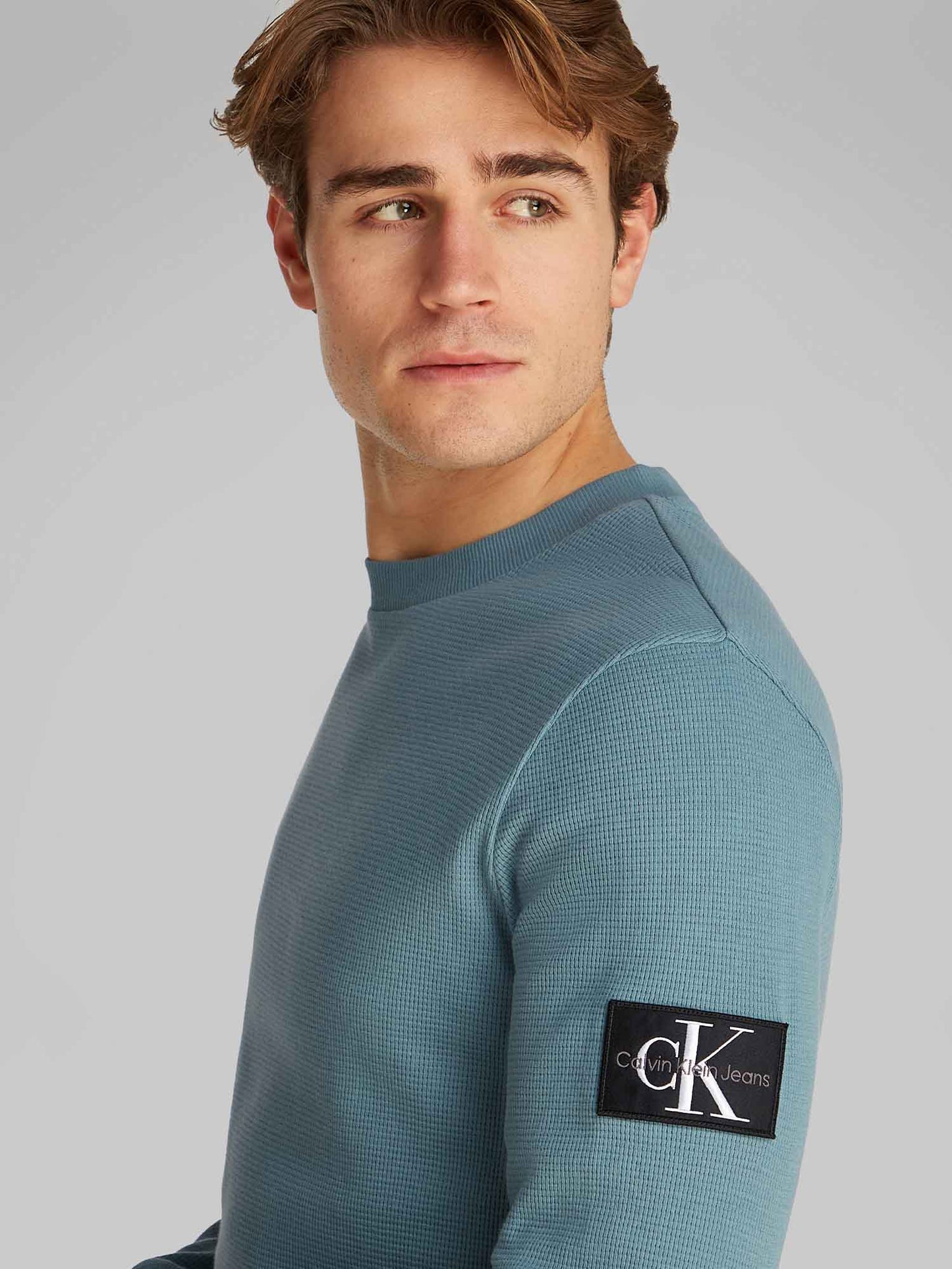 MAGLIA WAFFLE CALVIN KLEIN JEANS UOMO AVIO