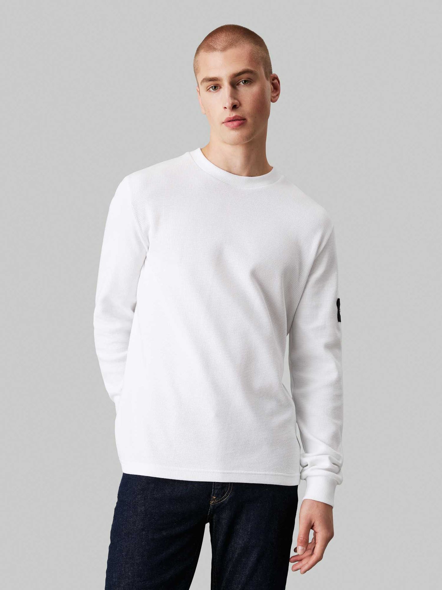 MAGLIA WAFFLE CALVIN KLEIN JEANS UOMO PANNA