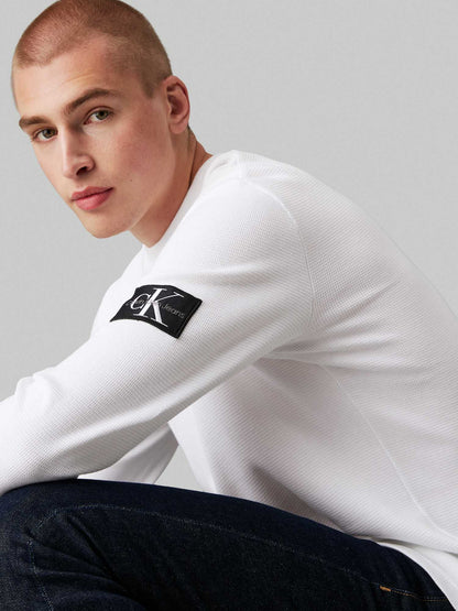 MAGLIA WAFFLE CALVIN KLEIN JEANS UOMO PANNA