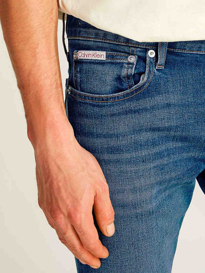 DENIM SLIM STRAIGHT CALVIN KLEIN UOMO JEANS SCURO