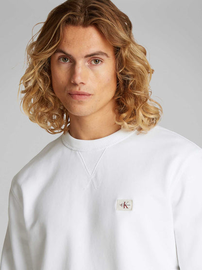 FELPA LABEL CREW CALVIN KLEIN JEANS UOMO BIANCO