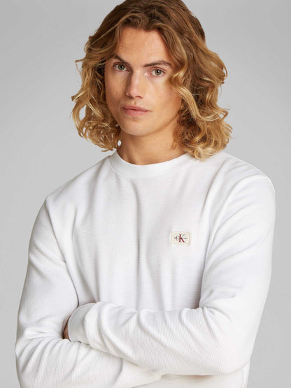 MAGLIA WAFFLE CALVIN KLEIN JEANS UOMO BIANCO