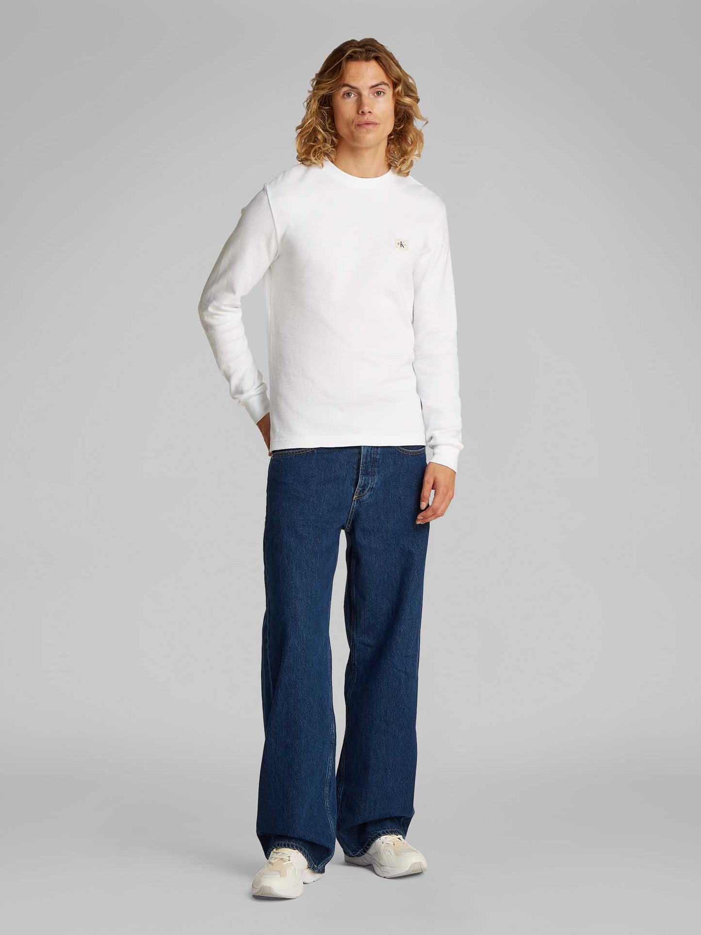 MAGLIA WAFFLE CALVIN KLEIN JEANS UOMO BIANCO