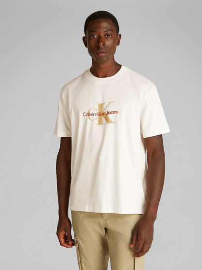 T-SHIRT MONOLOGO TEE CALVIN KLEIN JEANS UOMO PANNA