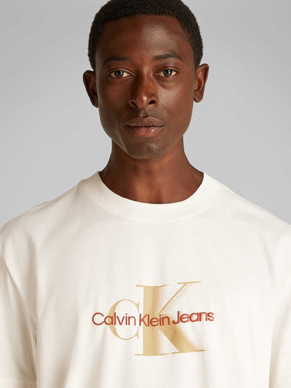 T-SHIRT MONOLOGO TEE CALVIN KLEIN JEANS UOMO PANNA