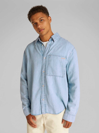 CAMICIA REGULAR LINEAR CALVIN KLEIN JEAND UOMO JEANS CHIARO
