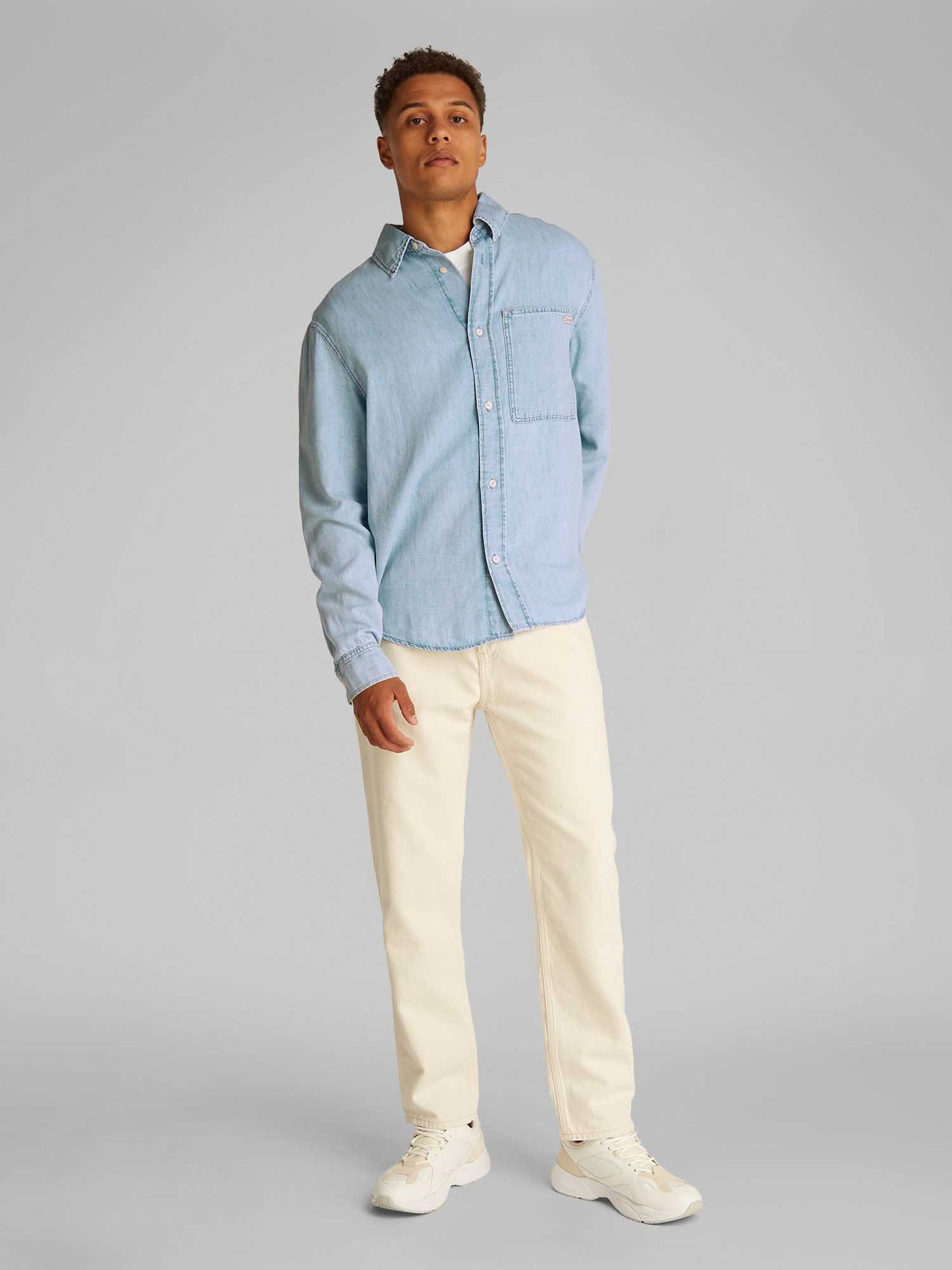 CAMICIA REGULAR LINEAR CALVIN KLEIN JEAND UOMO JEANS CHIARO