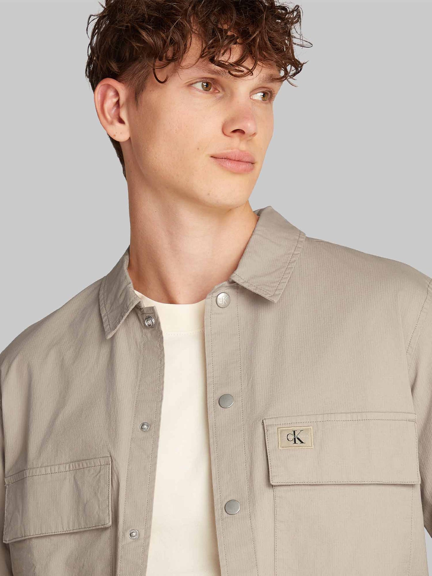 CAMICIA OVERSHIRT CALVIN KLEIN JEANS UOMO BEIGE