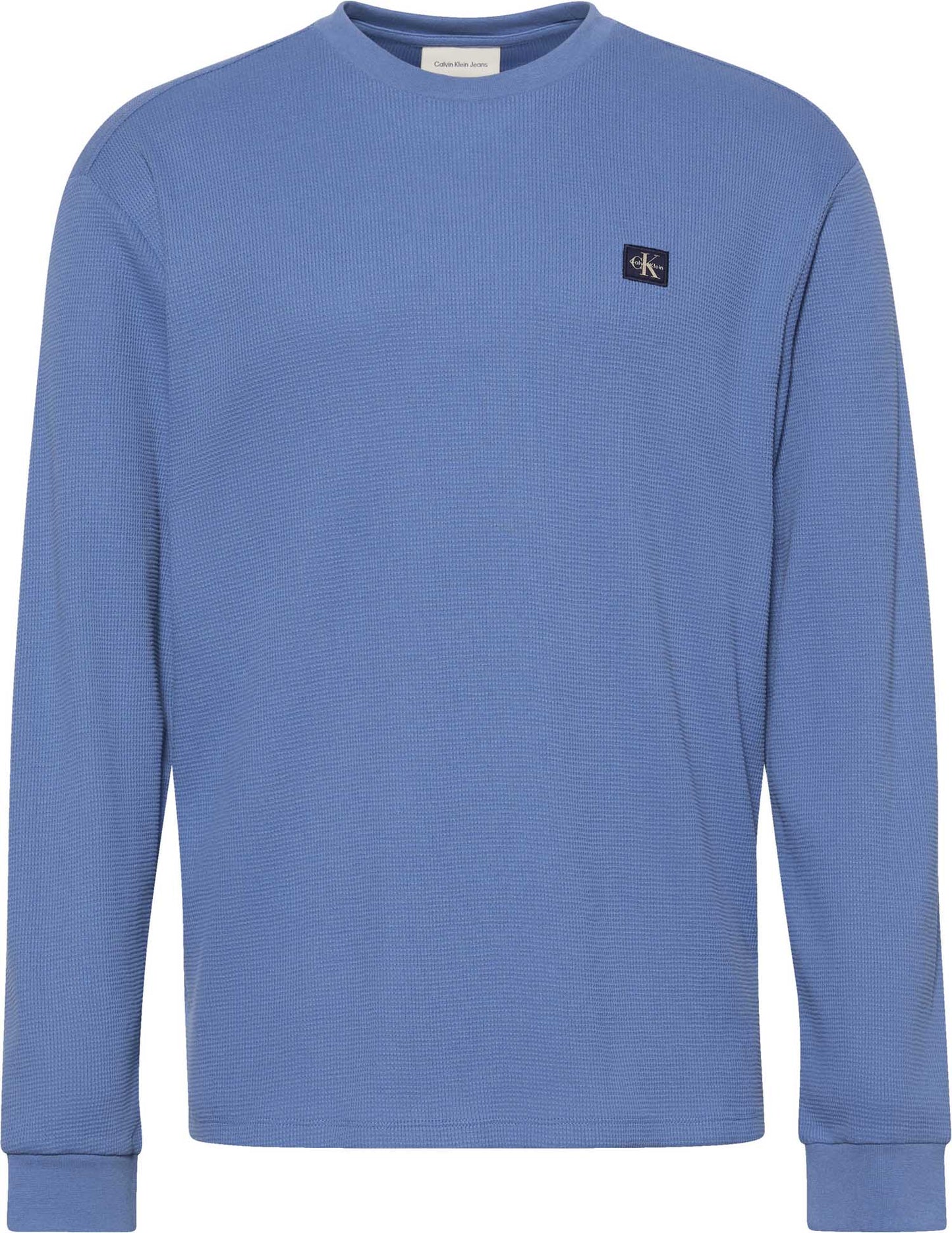 MAGLIA WAFFLE BADGE CALVIN KLEIN JEANS UOMO AZZURRO