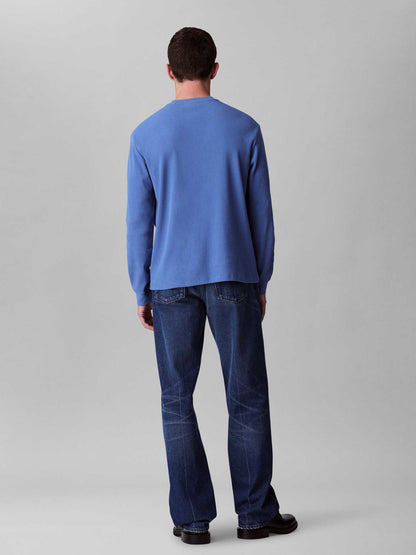 MAGLIA WAFFLE BADGE CALVIN KLEIN JEANS UOMO AZZURRO