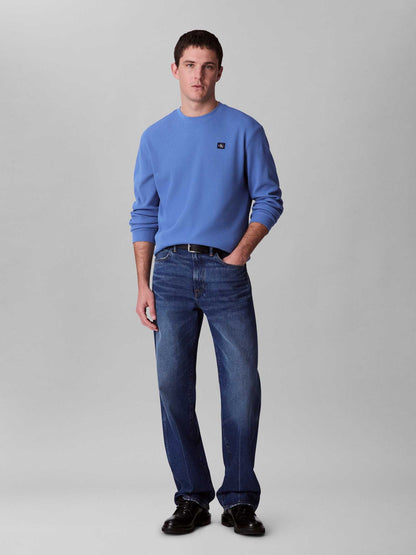 MAGLIA WAFFLE BADGE CALVIN KLEIN JEANS UOMO AZZURRO