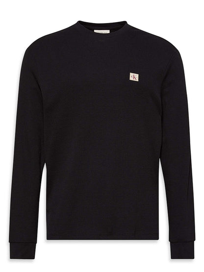 MAGLIA WAFFLE BADGE CALVIN KLEIN JEANS UOMO NERO