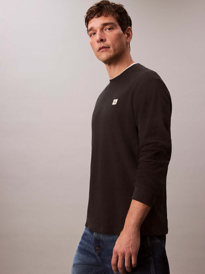 MAGLIA WAFFLE BADGE CALVIN KLEIN JEANS UOMO NERO