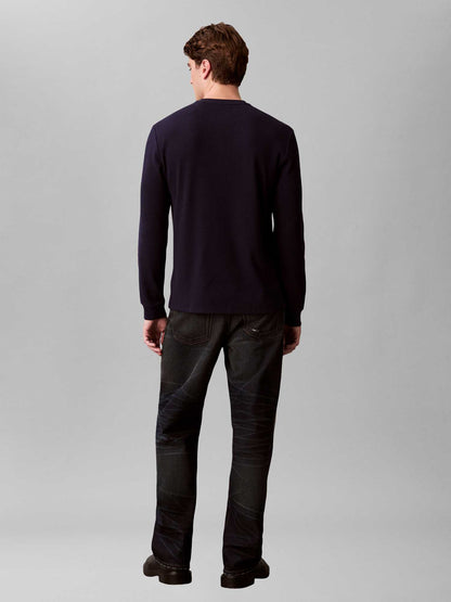Maglia maniche lunghe blu Calvin Klein Jeans con badge