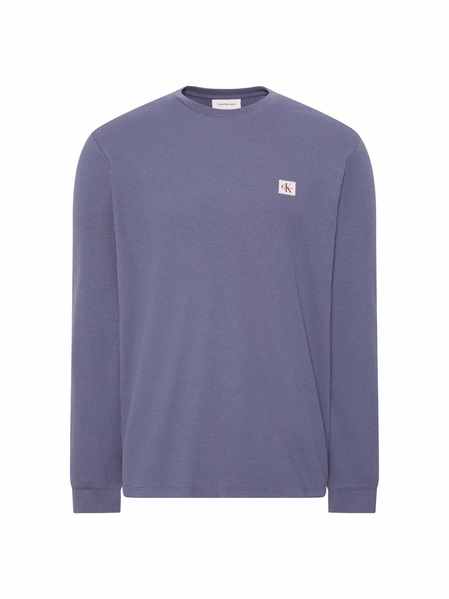 Calvin Klein CK Waffle Badge Crew, maglia da uomo blu